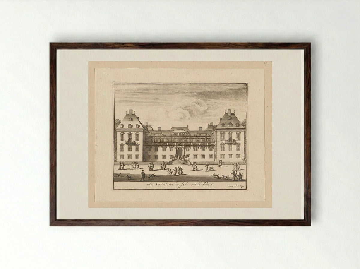 Paleis Honselaarsdijk van achteren gezien - Abraham Bloteling - Framed Print Dark Wood