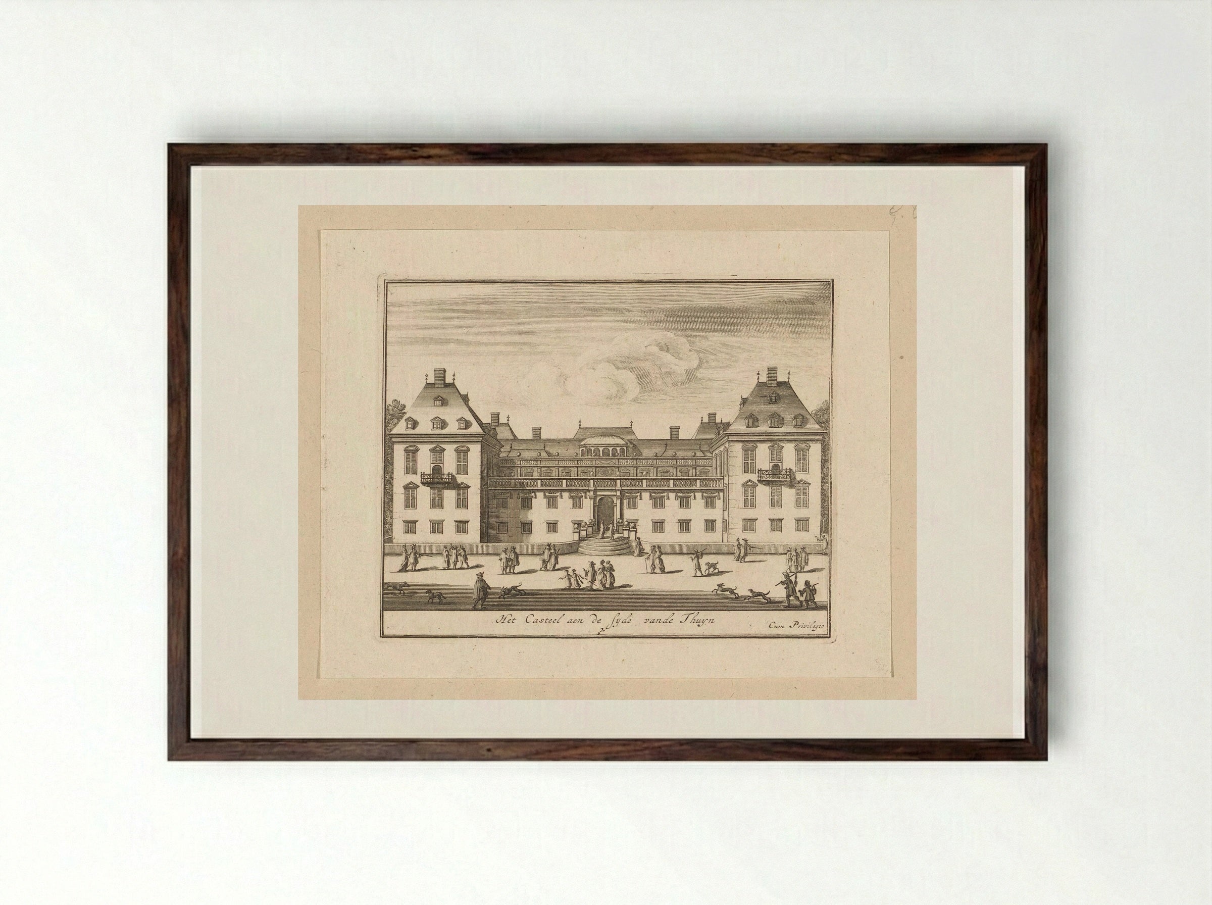 Paleis Honselaarsdijk van achteren gezien - Abraham Bloteling - Framed Print Dark Wood