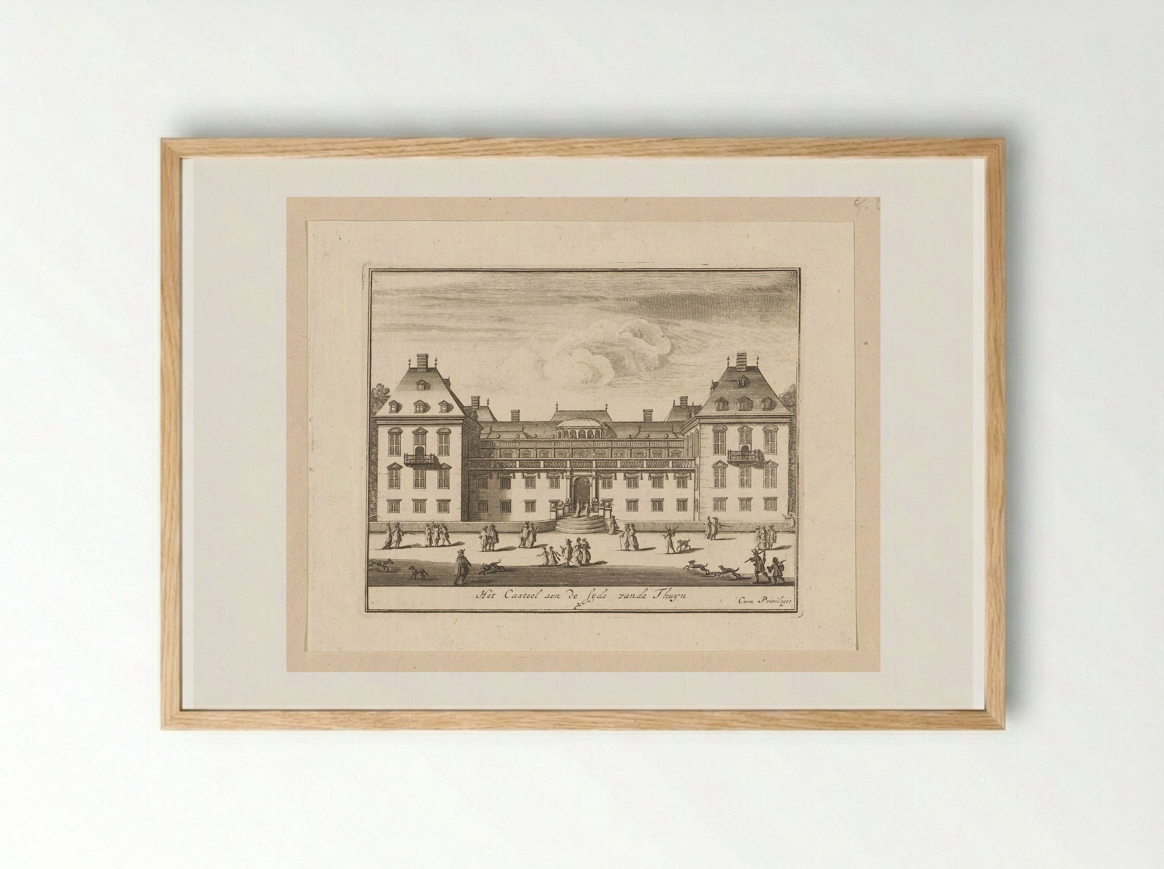 Paleis Honselaarsdijk van achteren gezien - Abraham Bloteling - Framed Print Wood
