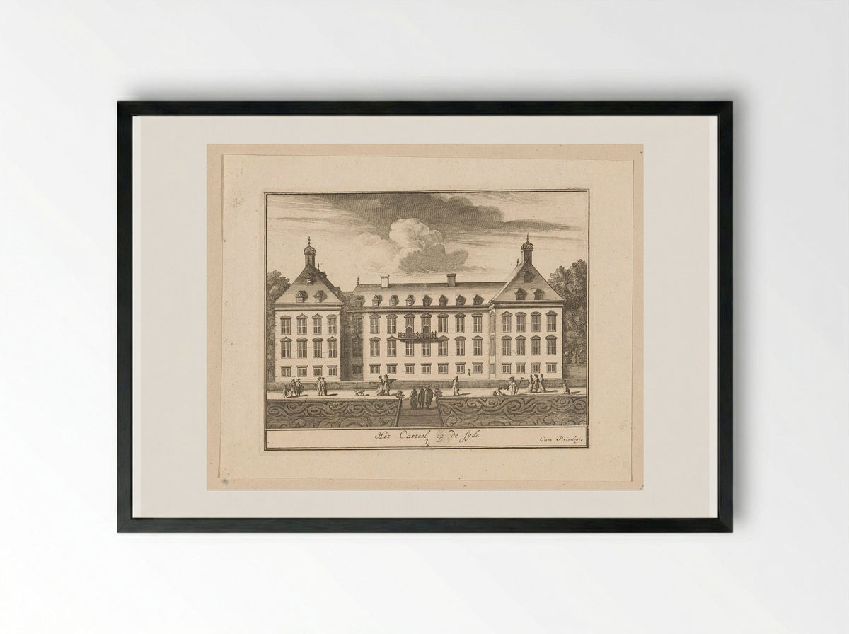 Paleis Honselaarsdijk van de zijkant gezien - Abraham Bloteling - Framed Print Black