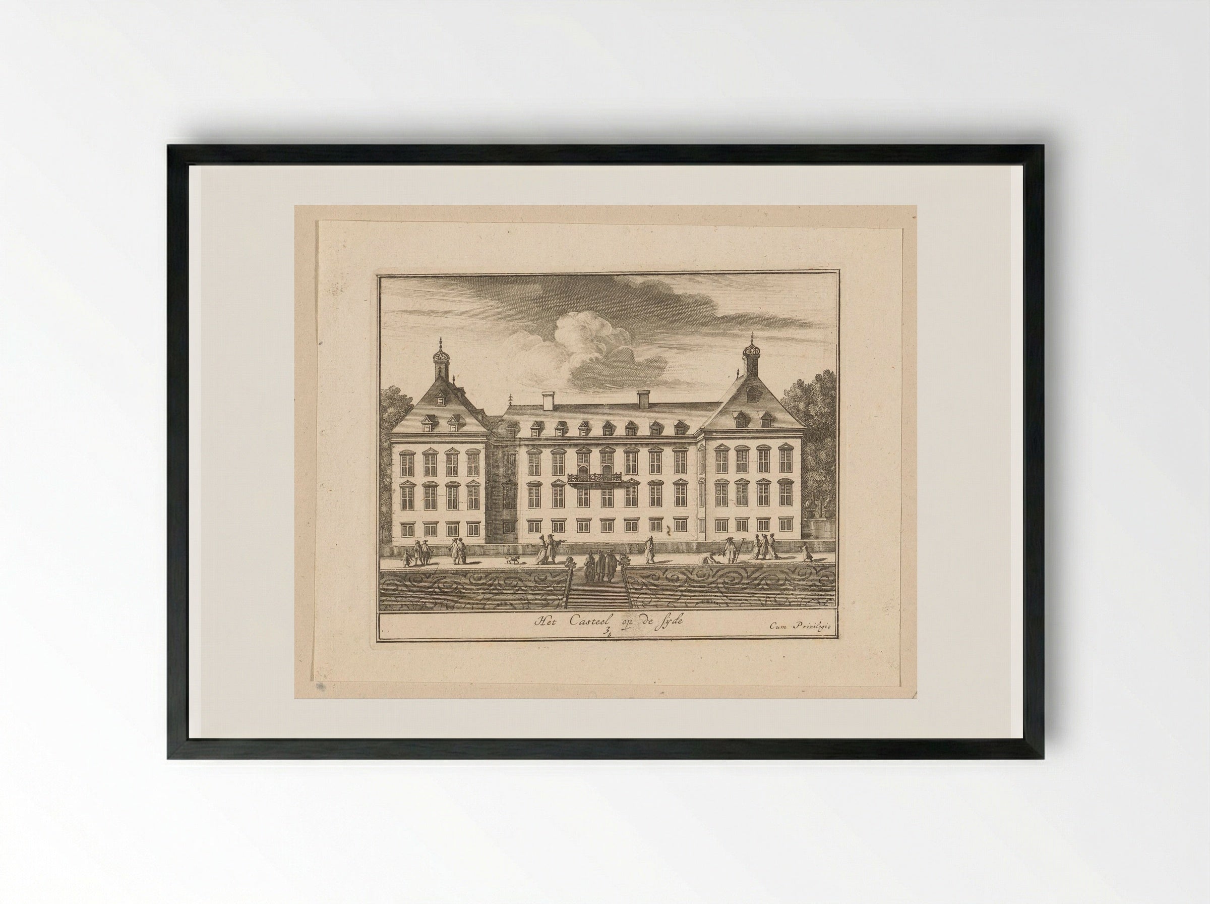 Paleis Honselaarsdijk van de zijkant gezien - Abraham Bloteling - Framed Print Black