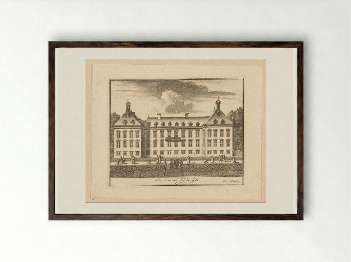 Paleis Honselaarsdijk van de zijkant gezien - Abraham Bloteling - Framed Print Dark Wood