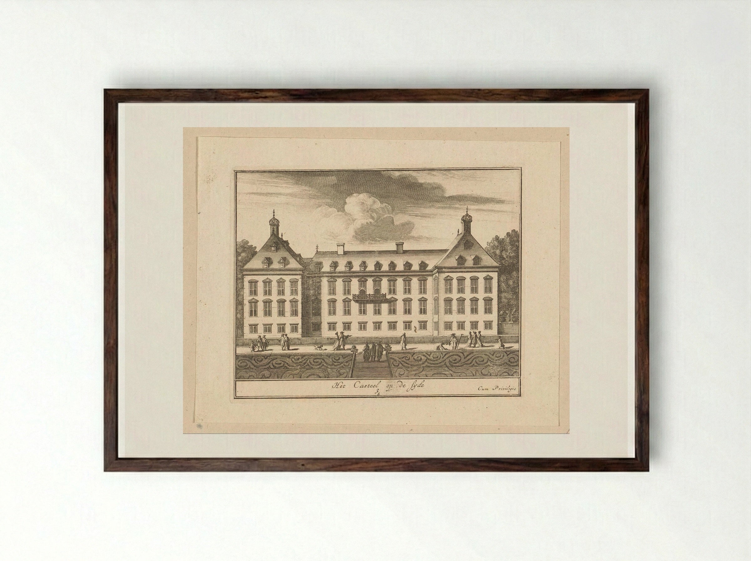Paleis Honselaarsdijk van de zijkant gezien - Abraham Bloteling - Framed Print Dark Wood