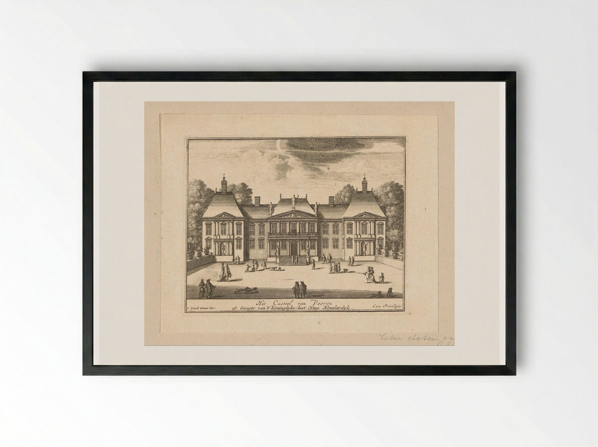 Paleis Honselaarsdijk van voren - Abraham Bloteling - Framed Print Black