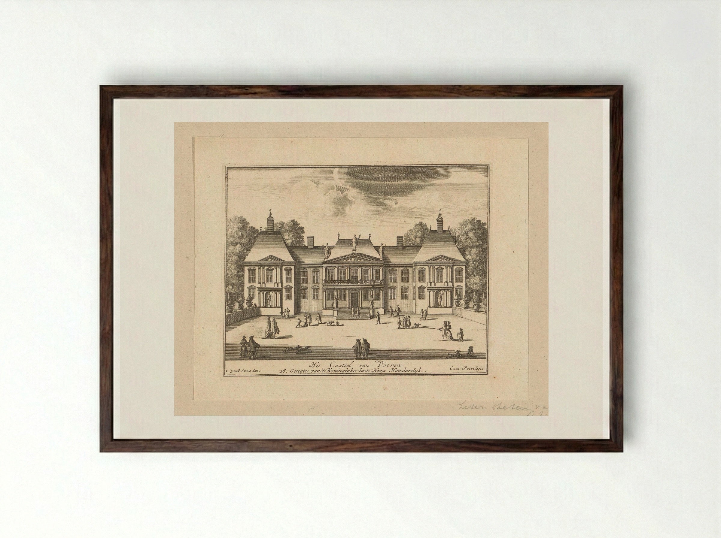 Paleis Honselaarsdijk van voren - Abraham Bloteling - Framed Print Dark Wood