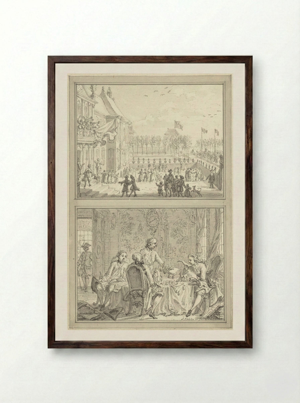 Paleis Honselaarsdijk wisselt van eigenaar - Simon Fokke - Framed Print Dark Wood