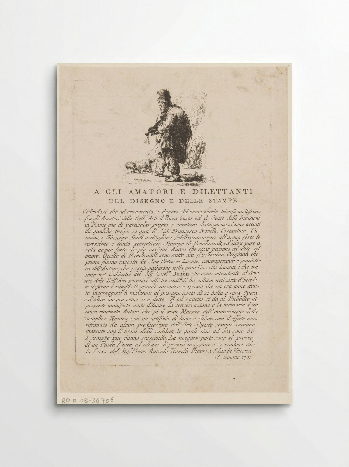 Pamflet met vioolspeler en hond - Francesco Novelli - Poster