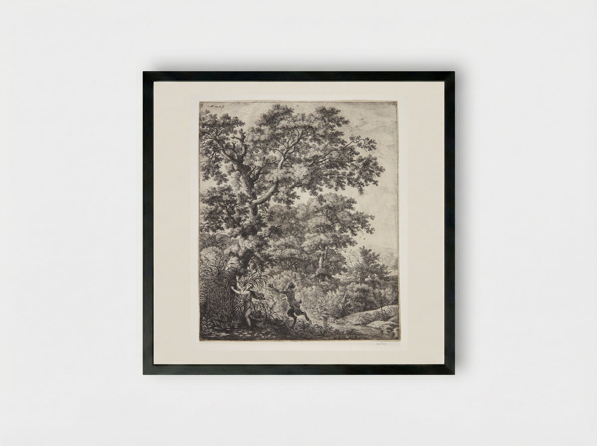 Pan and Syrinx - Anthonie Waterloo - Framed Print Black