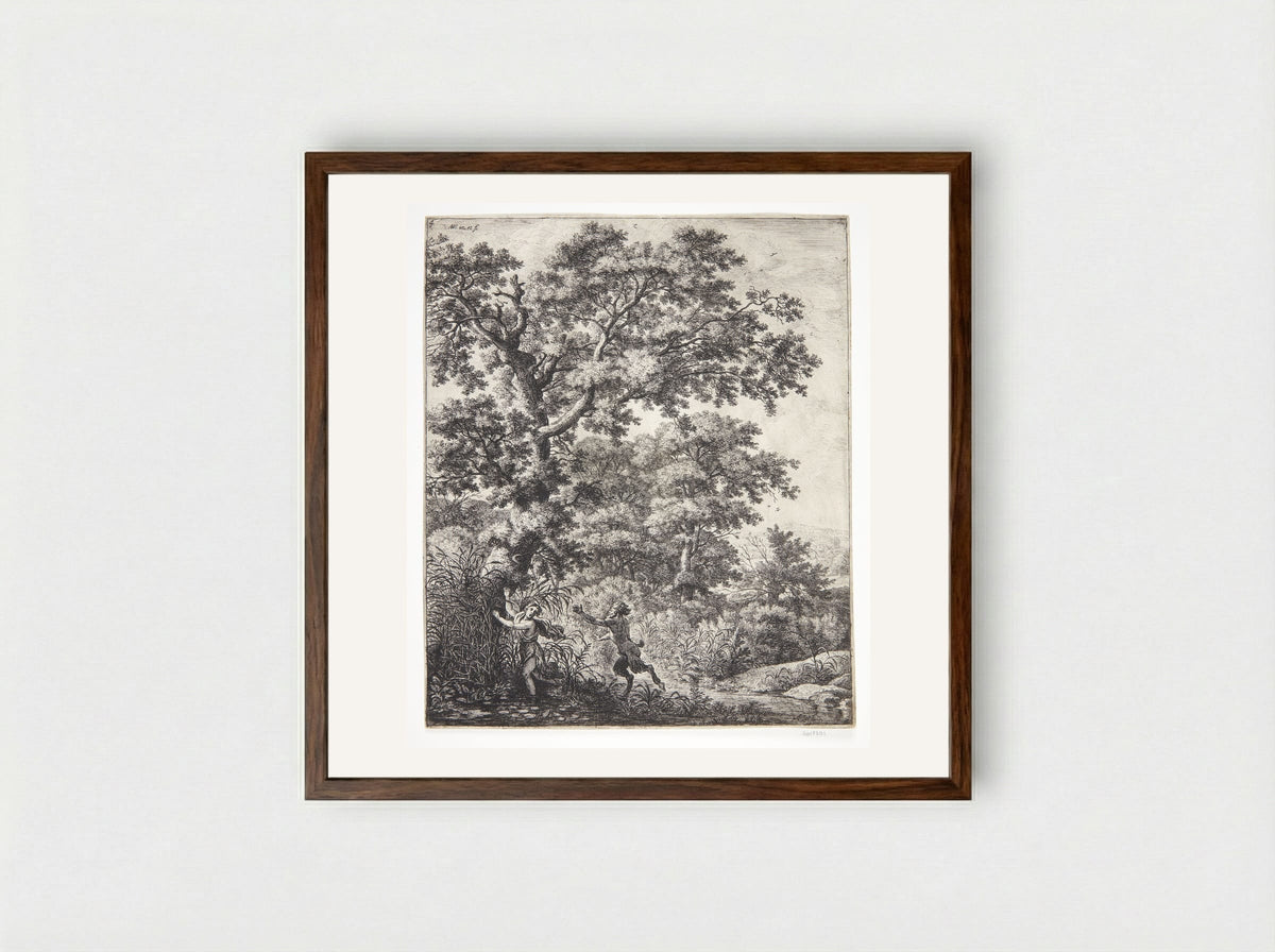 Pan and Syrinx - Anthonie Waterloo - Framed Print Dark Wood
