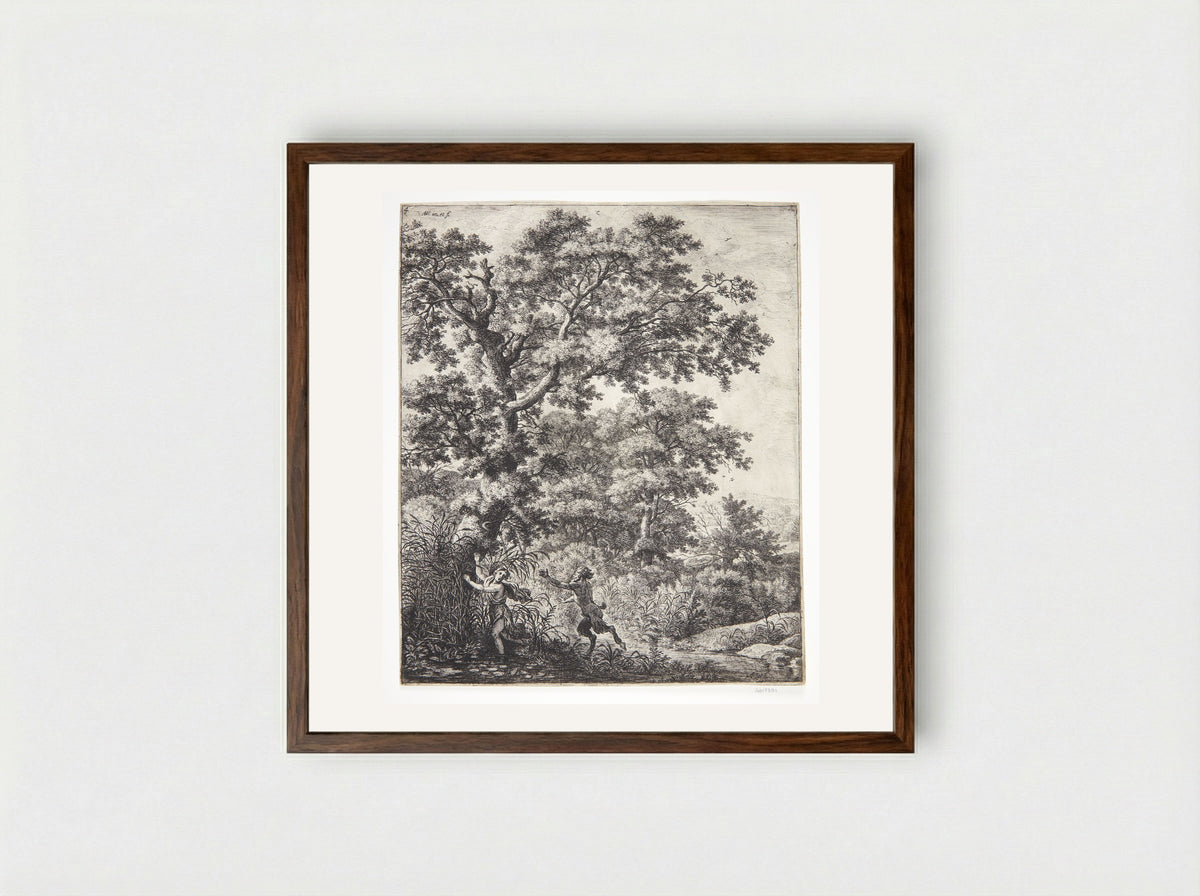 Pan and Syrinx - Anthonie Waterloo - Framed Print Dark Wood