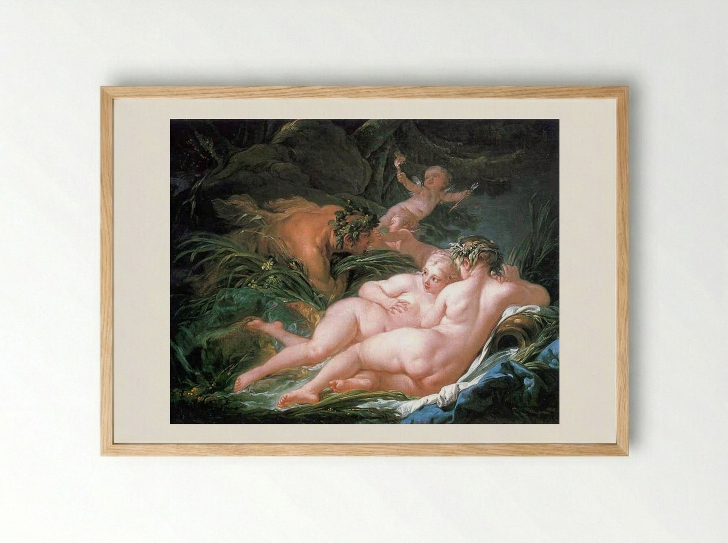 Pan and Syrinx - François Boucher - Framed Print Wood