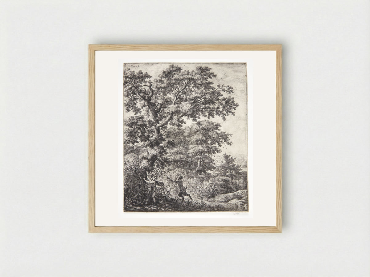 Pan and Syrinx - Anthonie Waterloo - Framed Print Wood