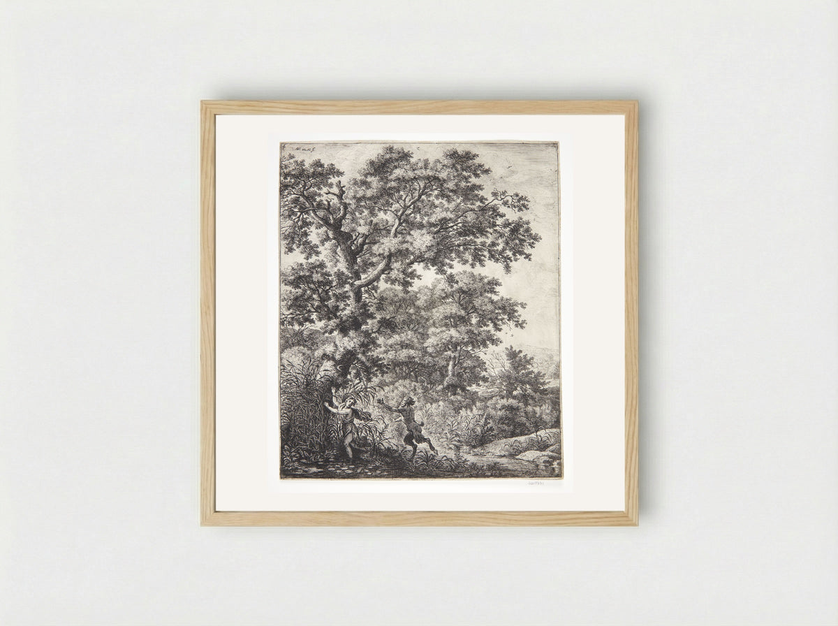 Pan and Syrinx - Anthonie Waterloo - Framed Print Wood