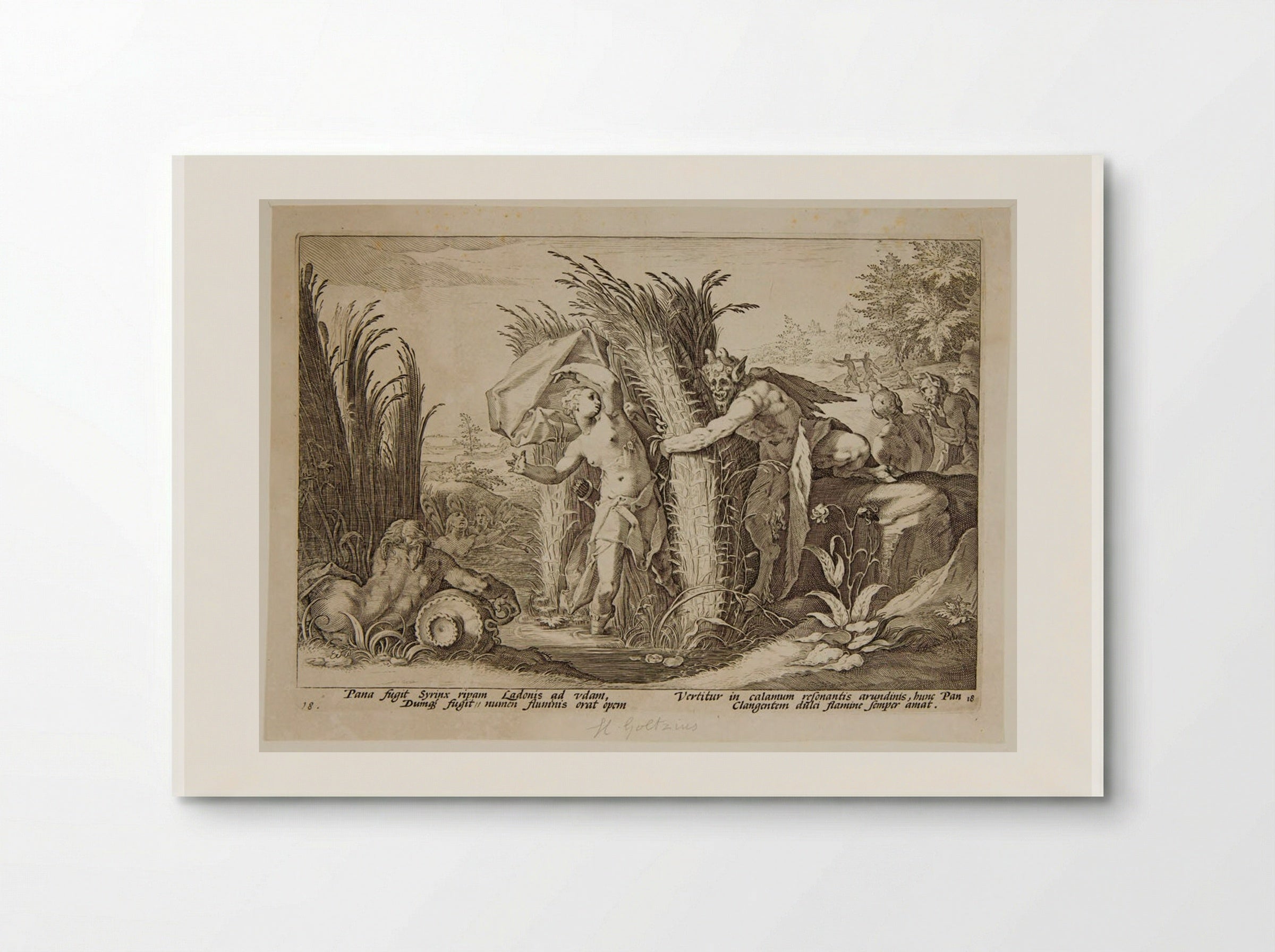 Pan and Syrinx - Hendrick Goltzius - Poster