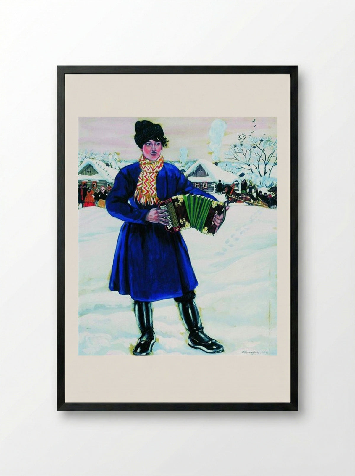Pancake Tuesday in a Village - Boris Kustodiev - Framed Print Black