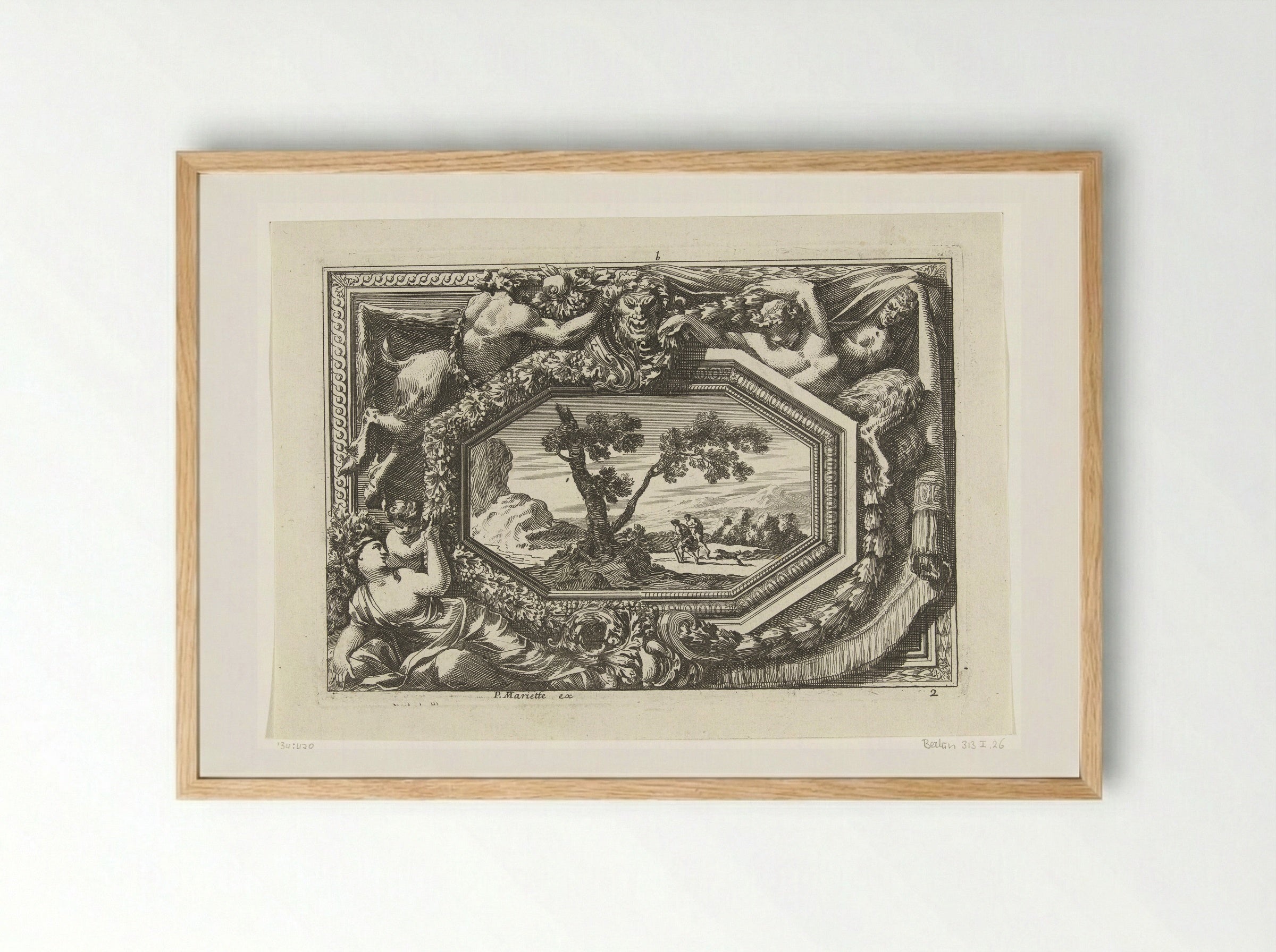Paneel met achthoekig schilderij - Jean Lepautre - Framed Print Wood