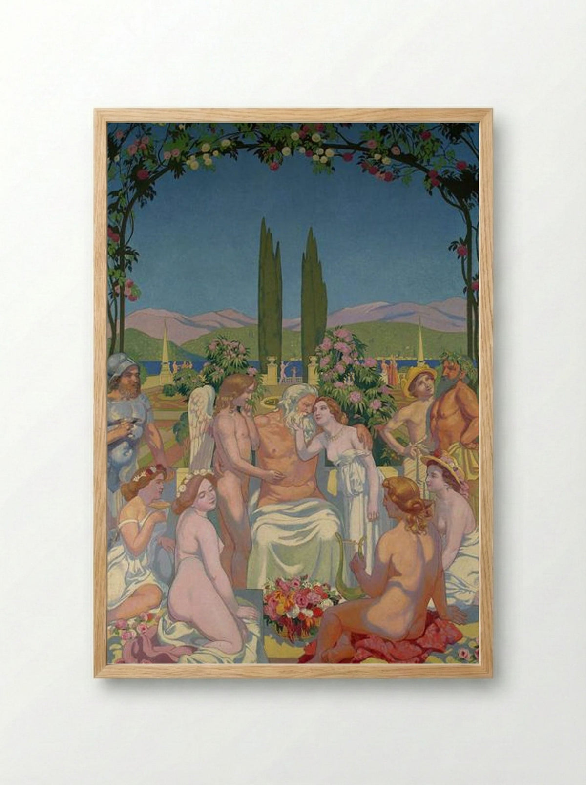 Panel 5. In the Presence of the Gods Jupiter Bestows Immortality on Psyche and Celebrates Her Marriage to Eros - Maurice Denis - Framed Print Wood