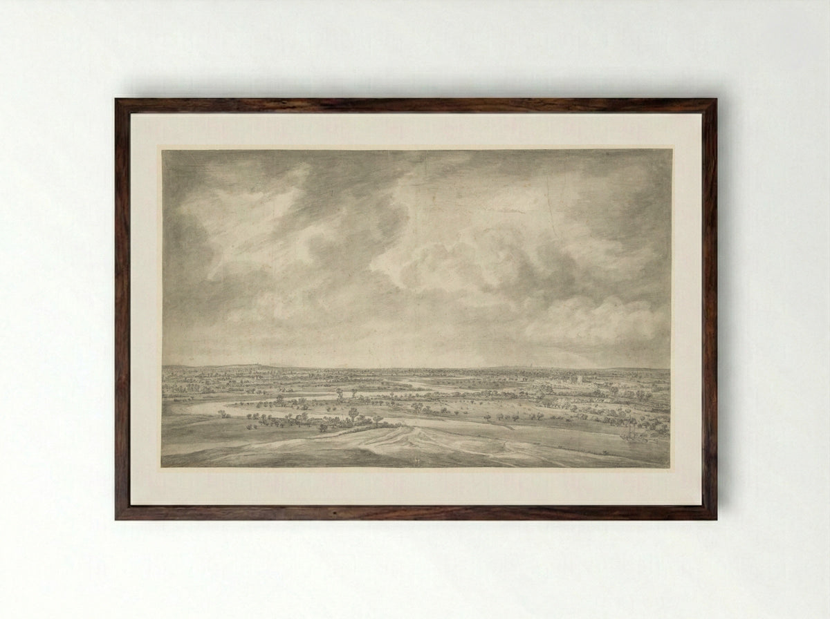 Panorama of the Lower Rhine - Daniël Schellinks - Framed Print Dark Wood
