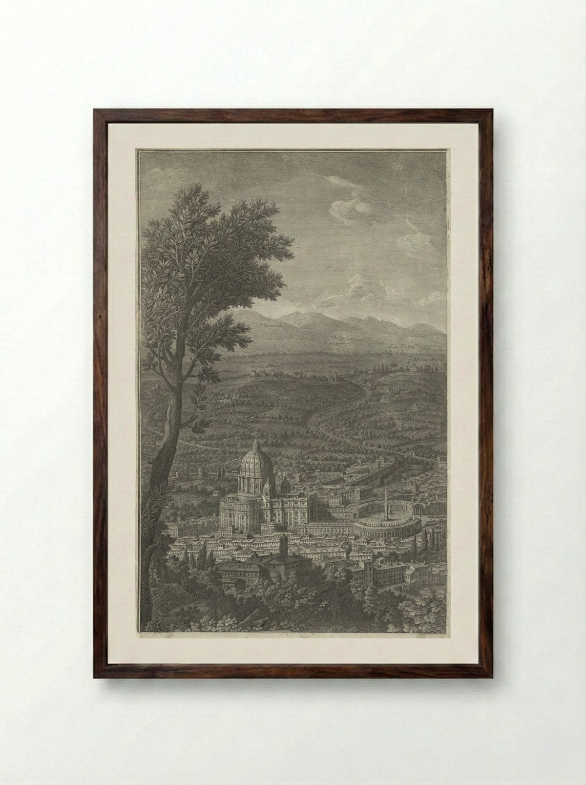 Panorama van de stad Rome - Giuseppe Vasi - Framed Print Dark Wood