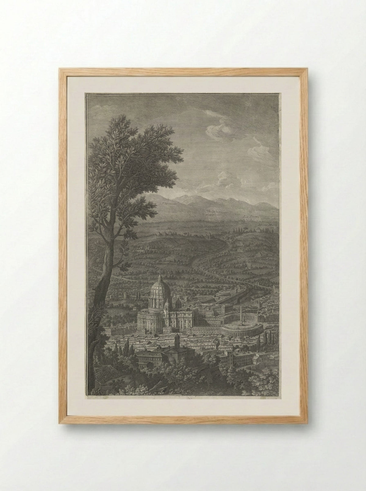 Panorama van de stad Rome - Giuseppe Vasi - Framed Print Wood
