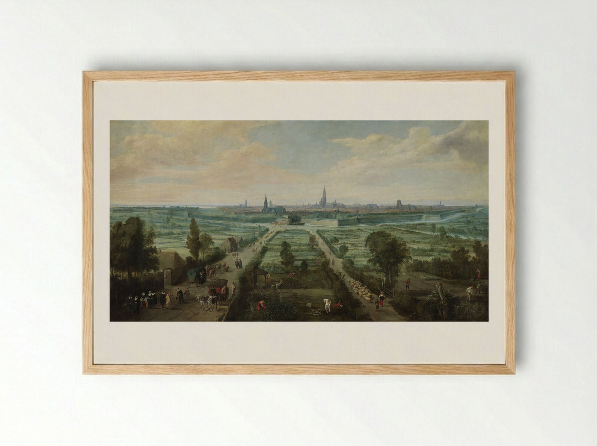 Panoramic View of Antwerp - Jan Wildens - Framed Print Wood