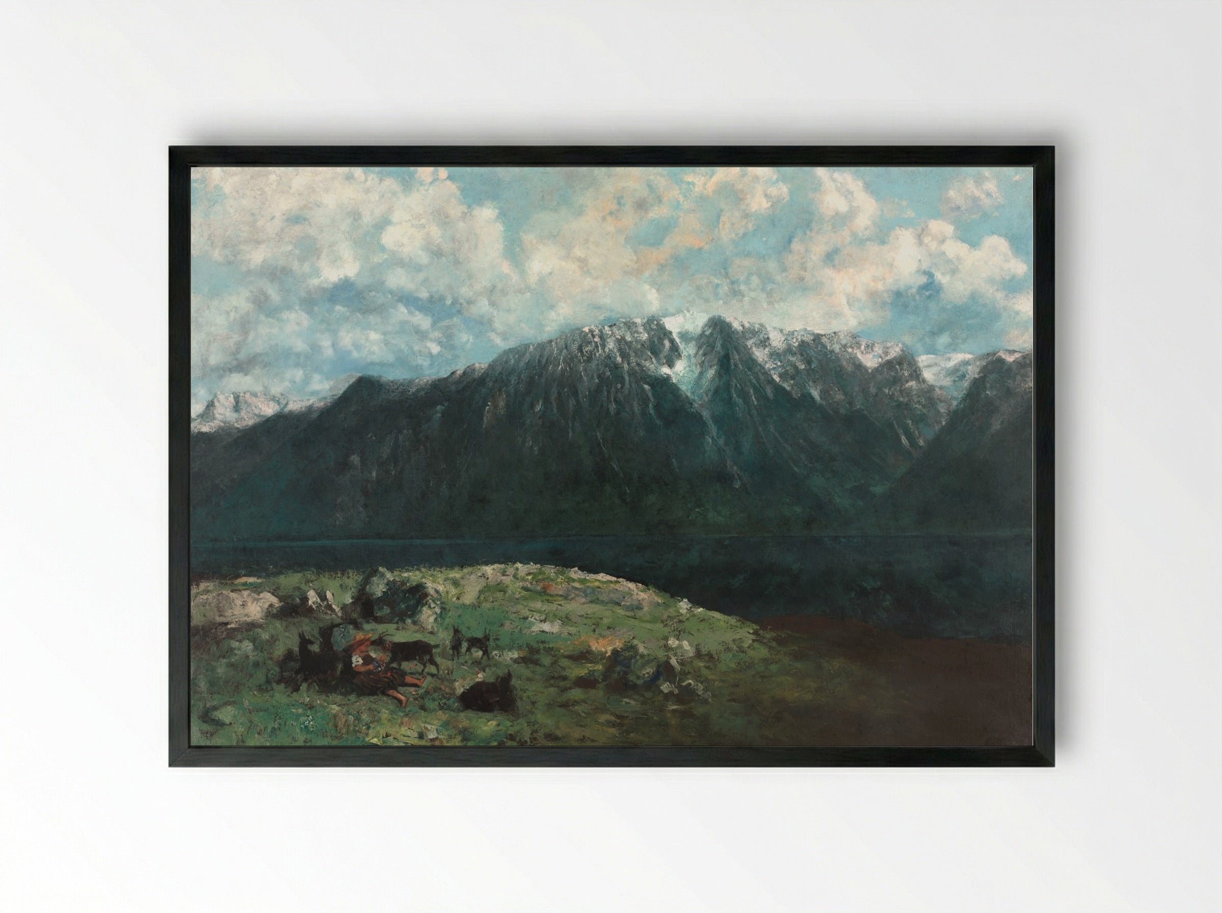 Panoramic View of the Alps, Les Dents du Midi - Gustave Courbet - Framed Print Black