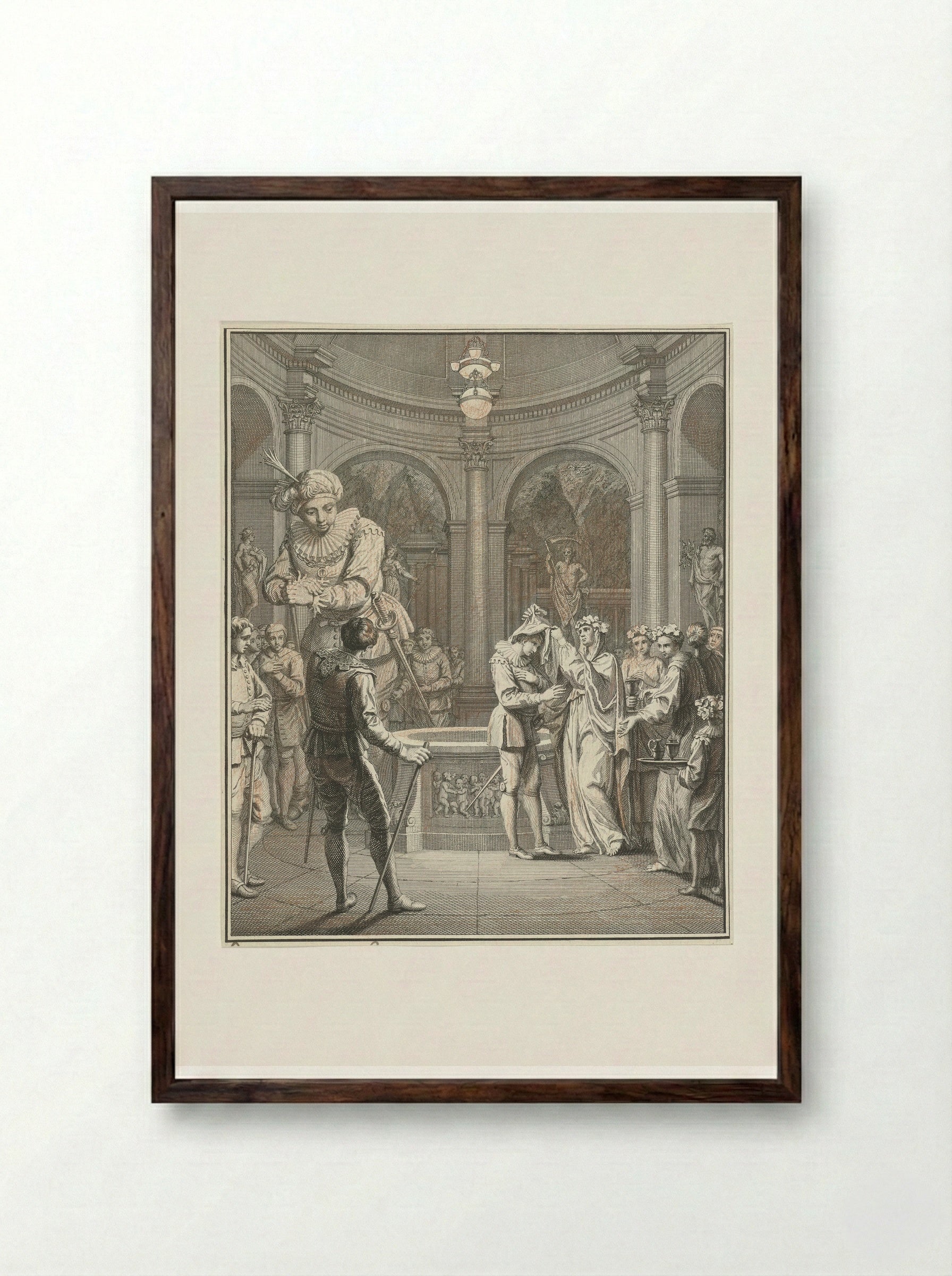 Panurge and the High Priestess Bacbuc - Jacob Folkema - Framed Print Dark Wood