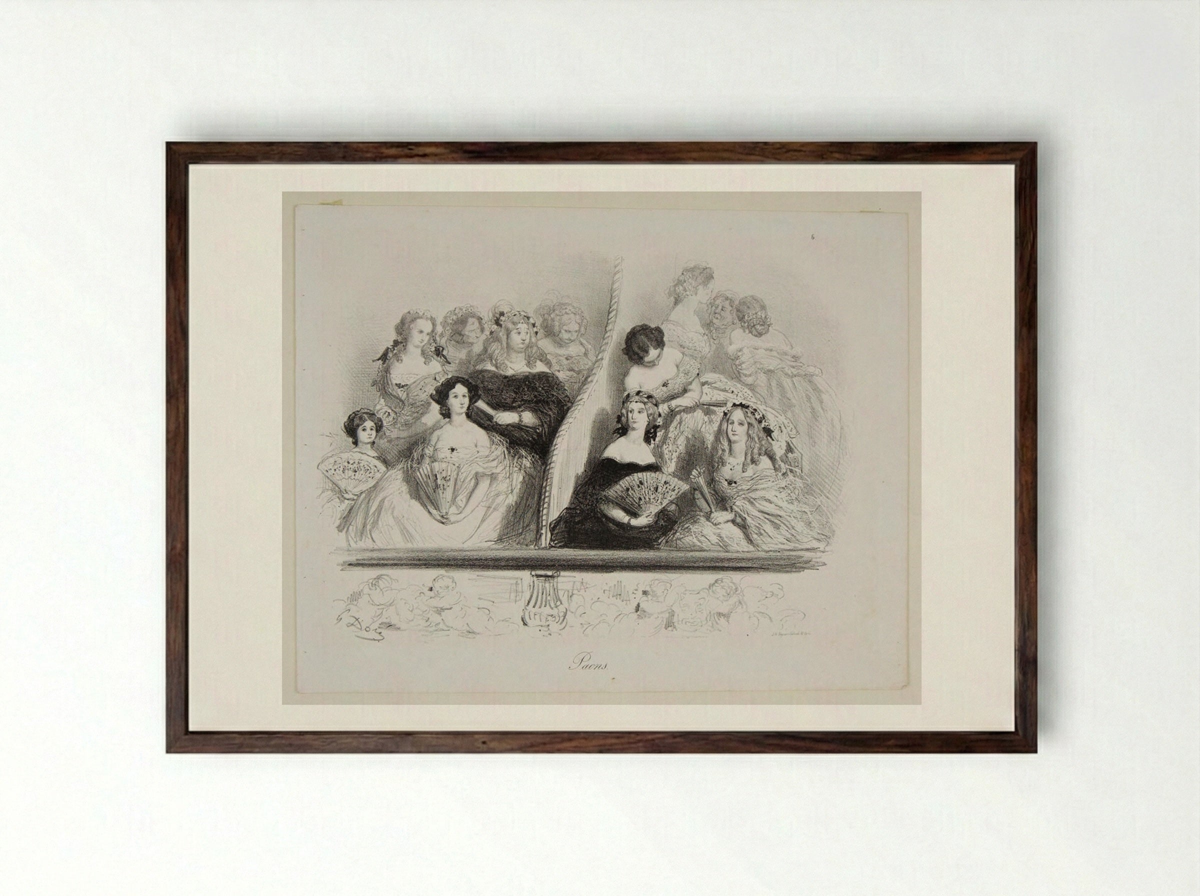 Paons (Peacocks) - Gustave Doré - Framed Print Dark Wood