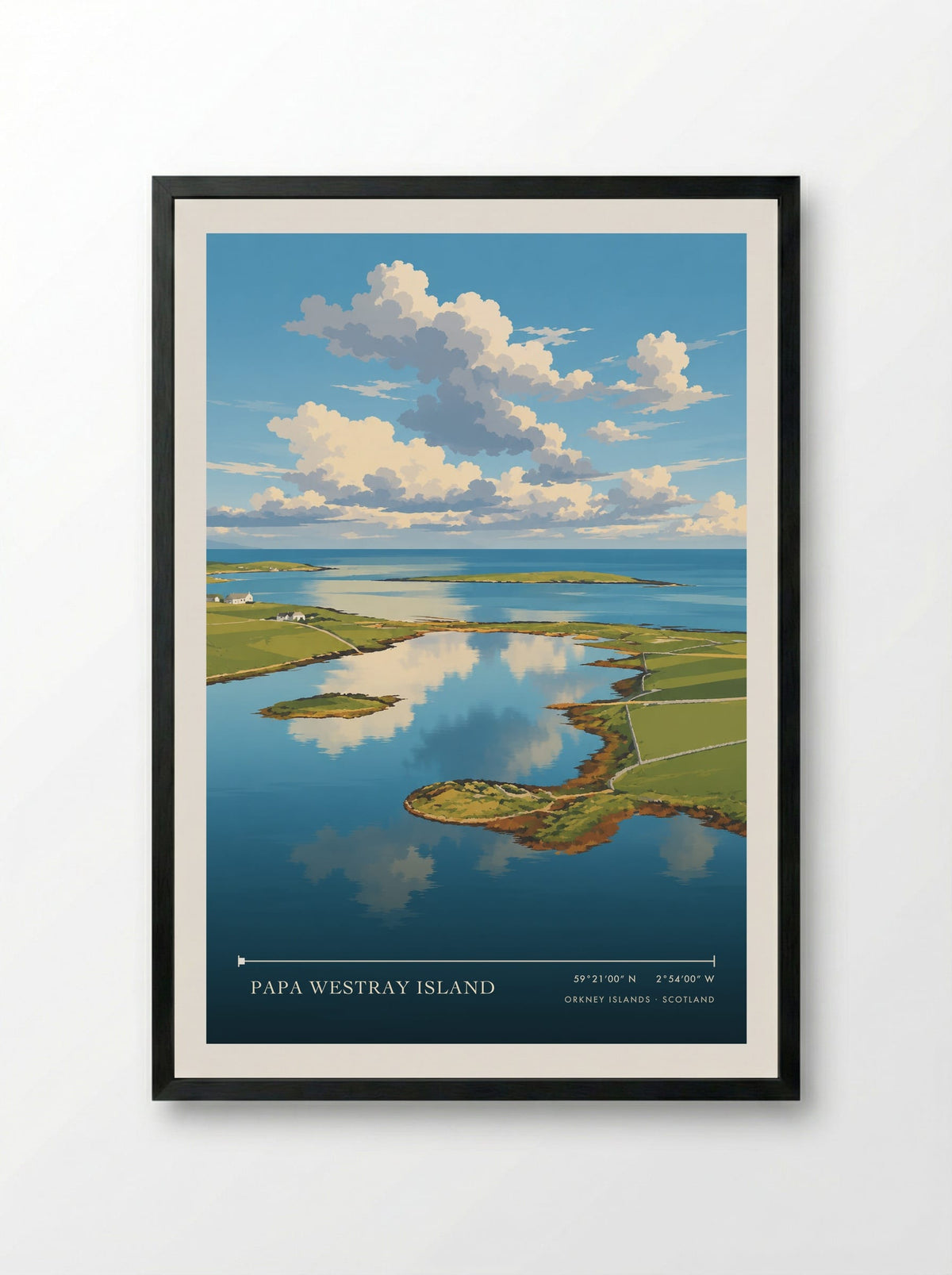 Papa Westray Island, Orkney Islands | Travel Poster - Framed Print Black