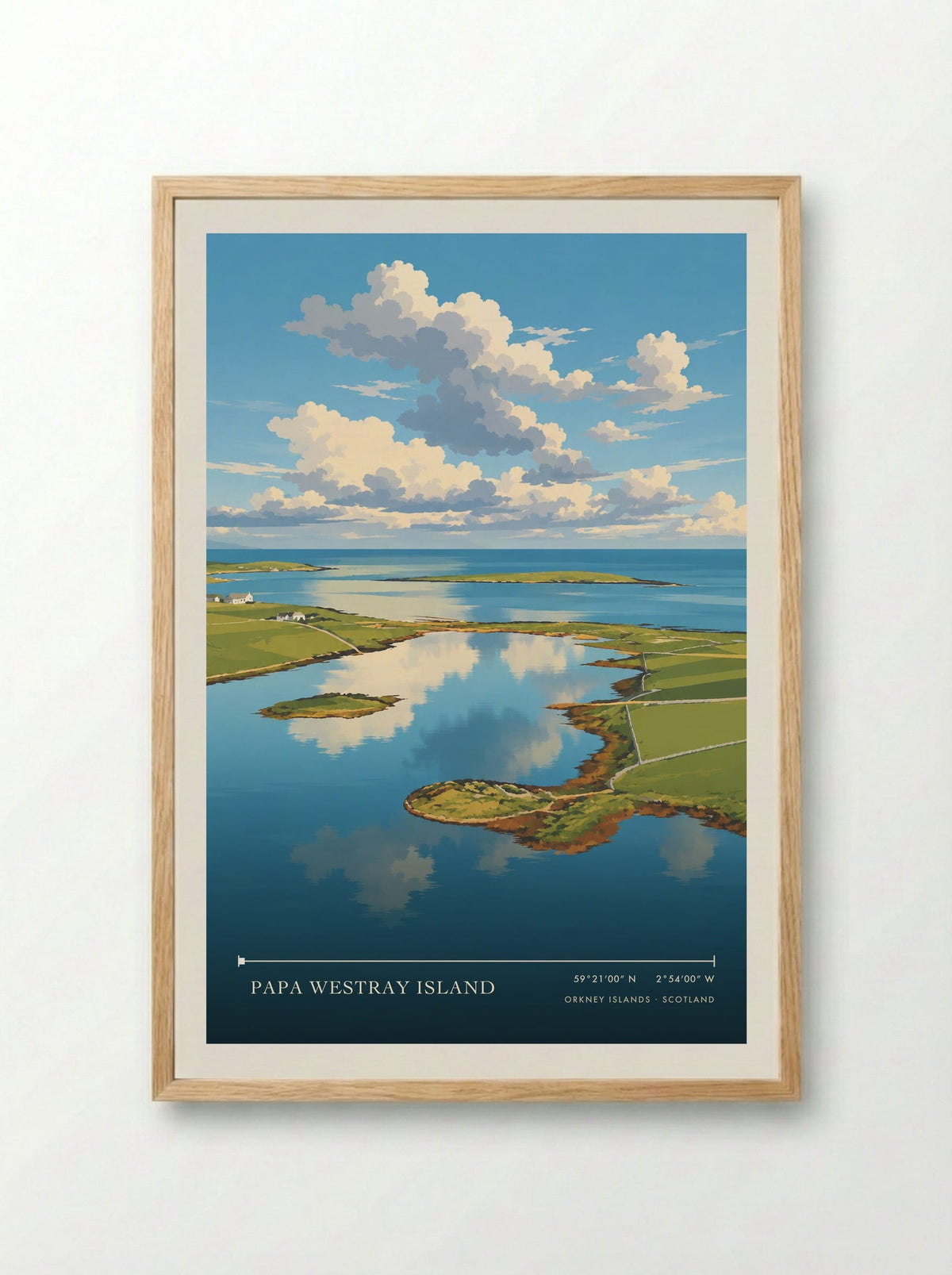 Papa Westray Island, Orkney Islands | Travel Poster - Framed Print Wood