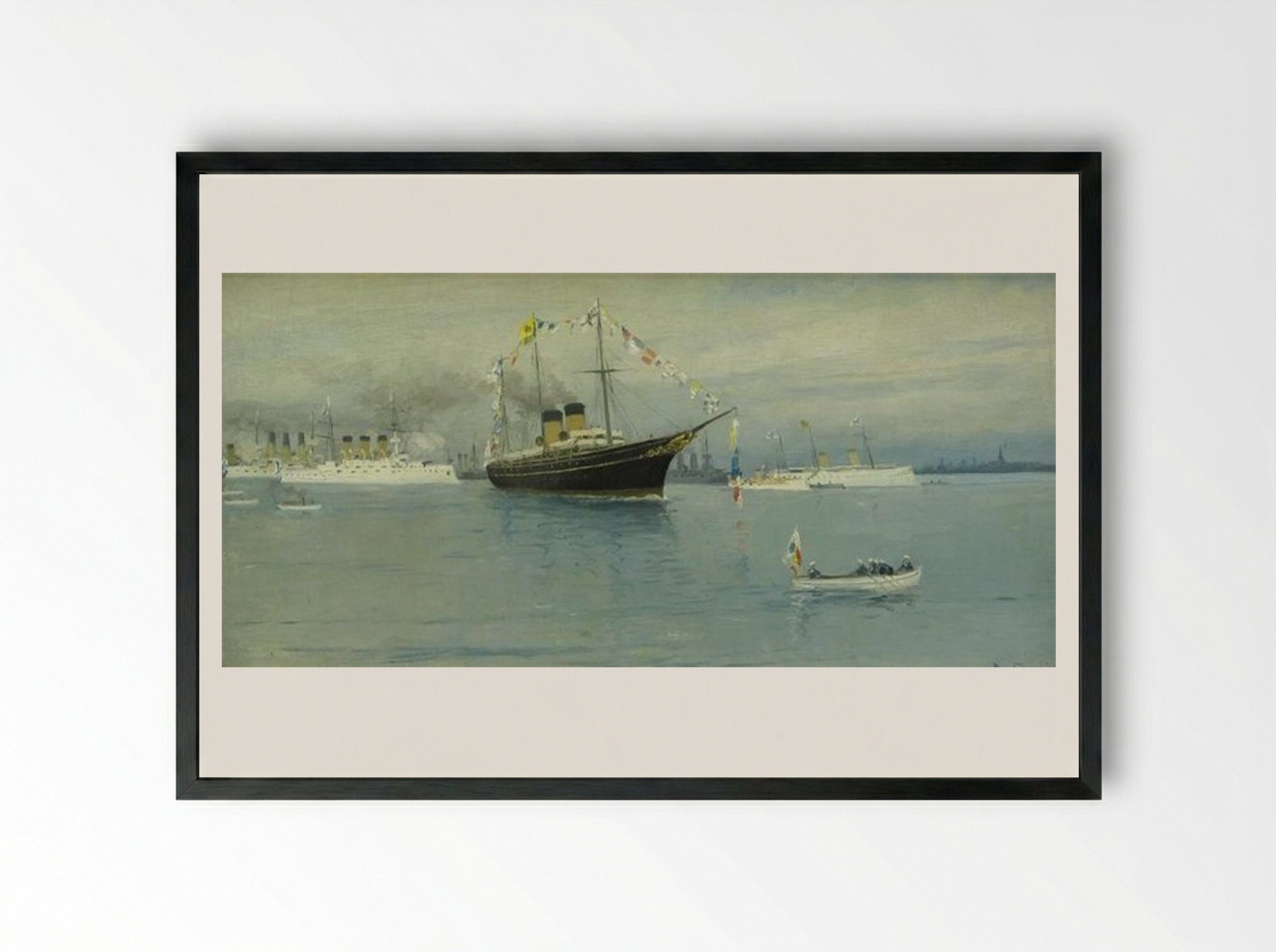 Parade of the Navy. Imperial yacht Standart. - Ivan Vladimirov - Framed Print Black