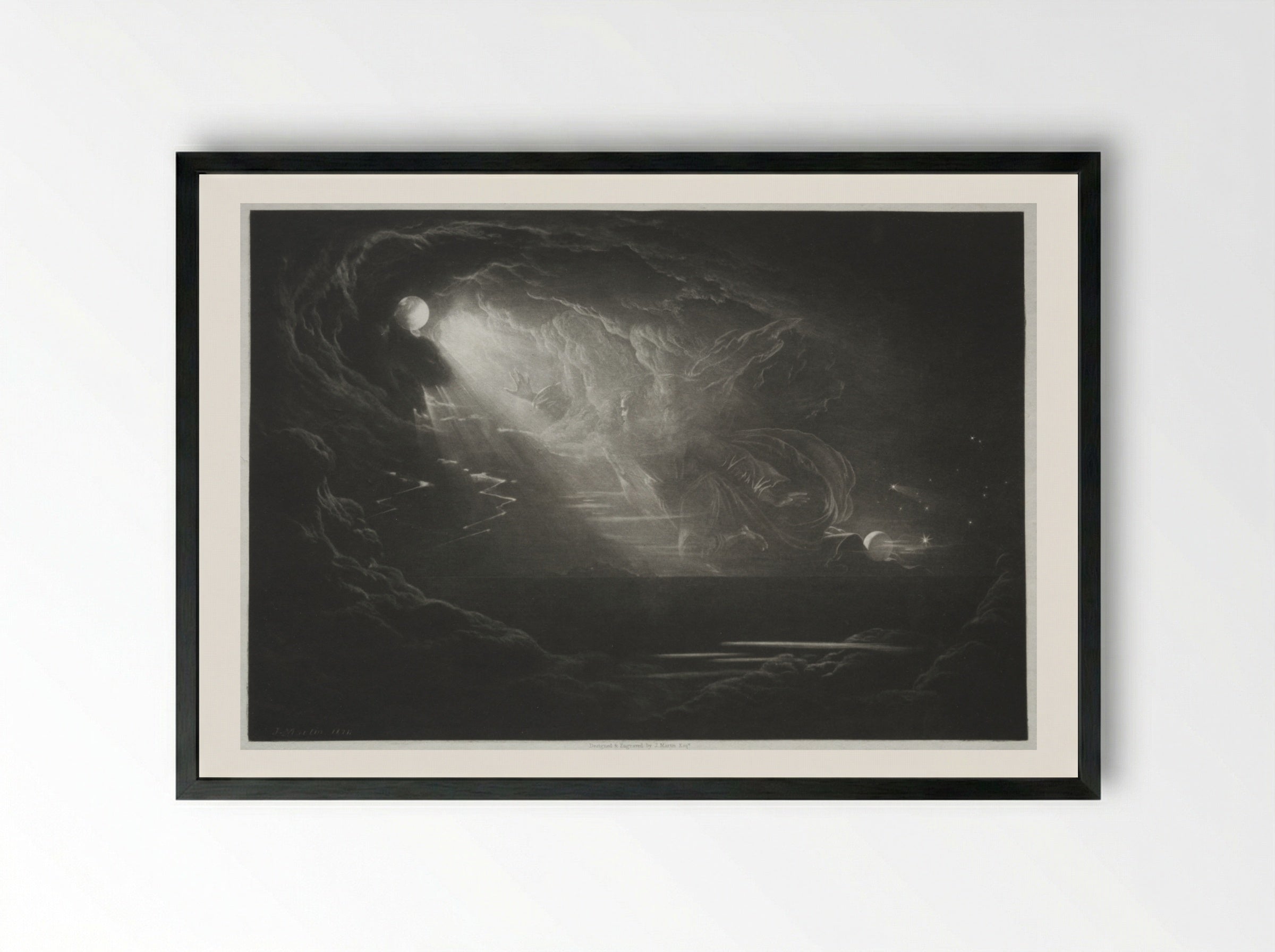 Paradise Lost: The Creation of Light - John Martin - Framed Print Black