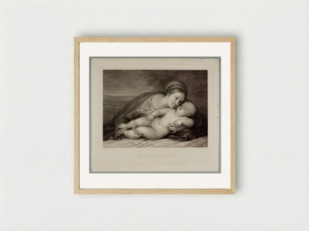 Parce somnum rumpere - Raphael Morghen - Framed Print Wood