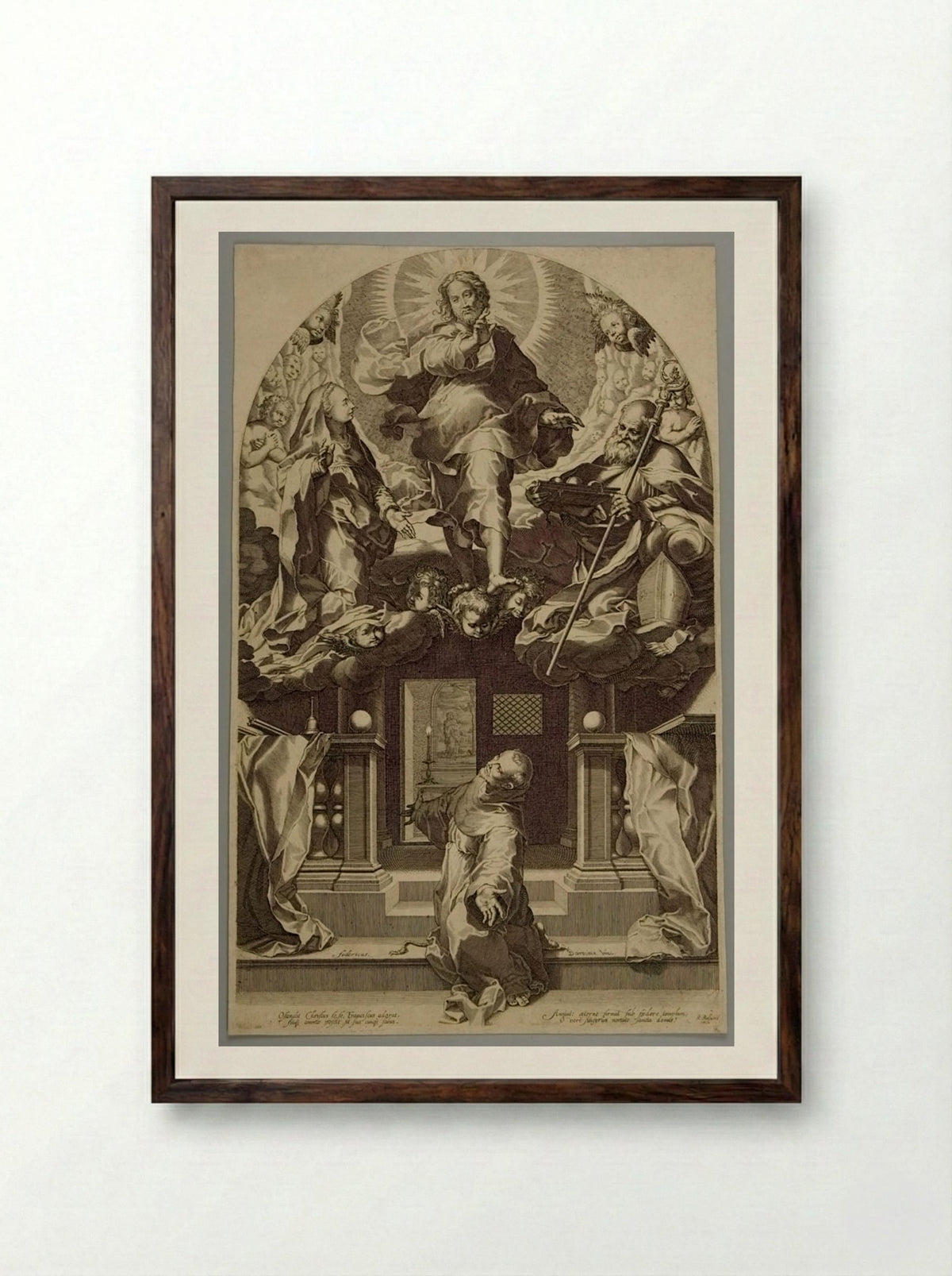 Pardon of Saint Franciscus - Boetius Adamsz. Bolswert - Framed Print Dark Wood