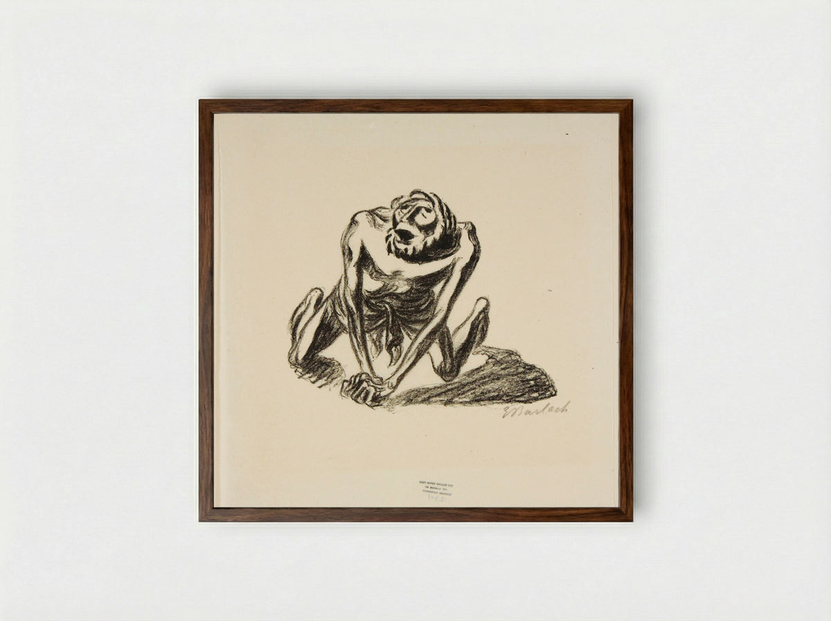 Pariah: The Pariah's Prayer - Ernst Barlach - Framed Print Dark Wood