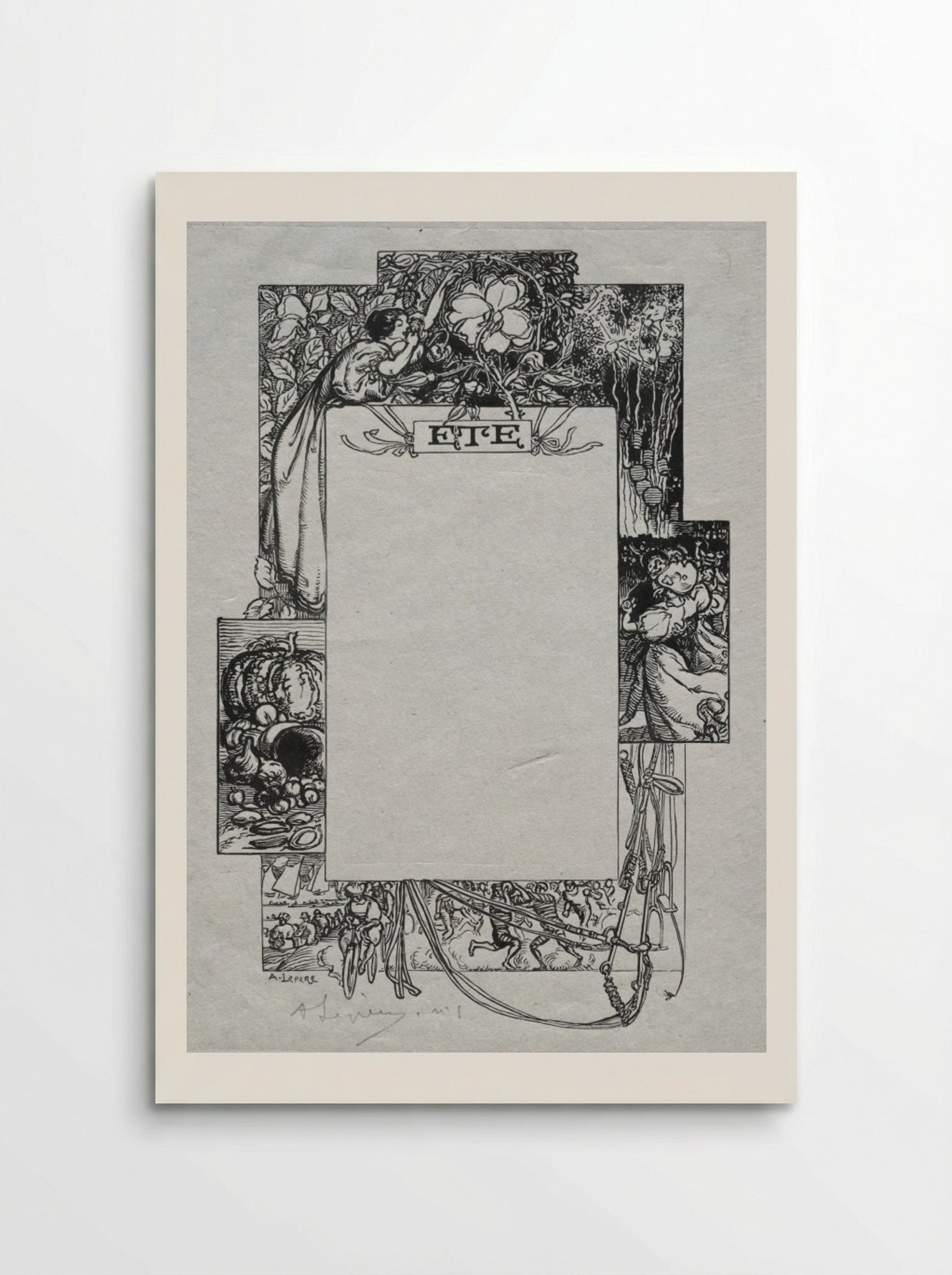 Paris Almanac, 1897: Decorative Border, Summer - Auguste Louis Lepère - Poster