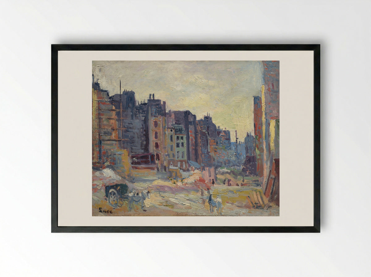 Paris, Le Percement De La Rue Réaumur - Maximilien Luce - Framed Print Black