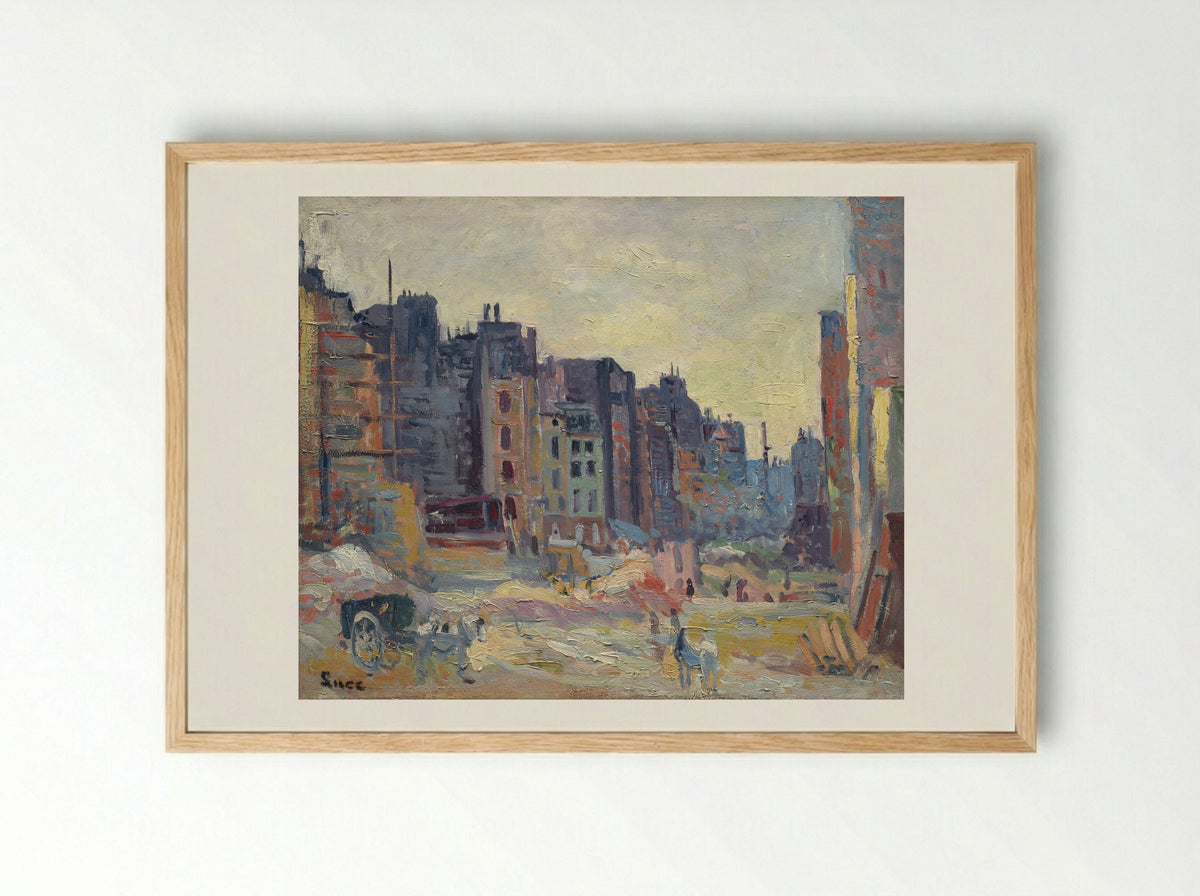 Paris, Le Percement De La Rue Réaumur - Maximilien Luce - Framed Print Wood
