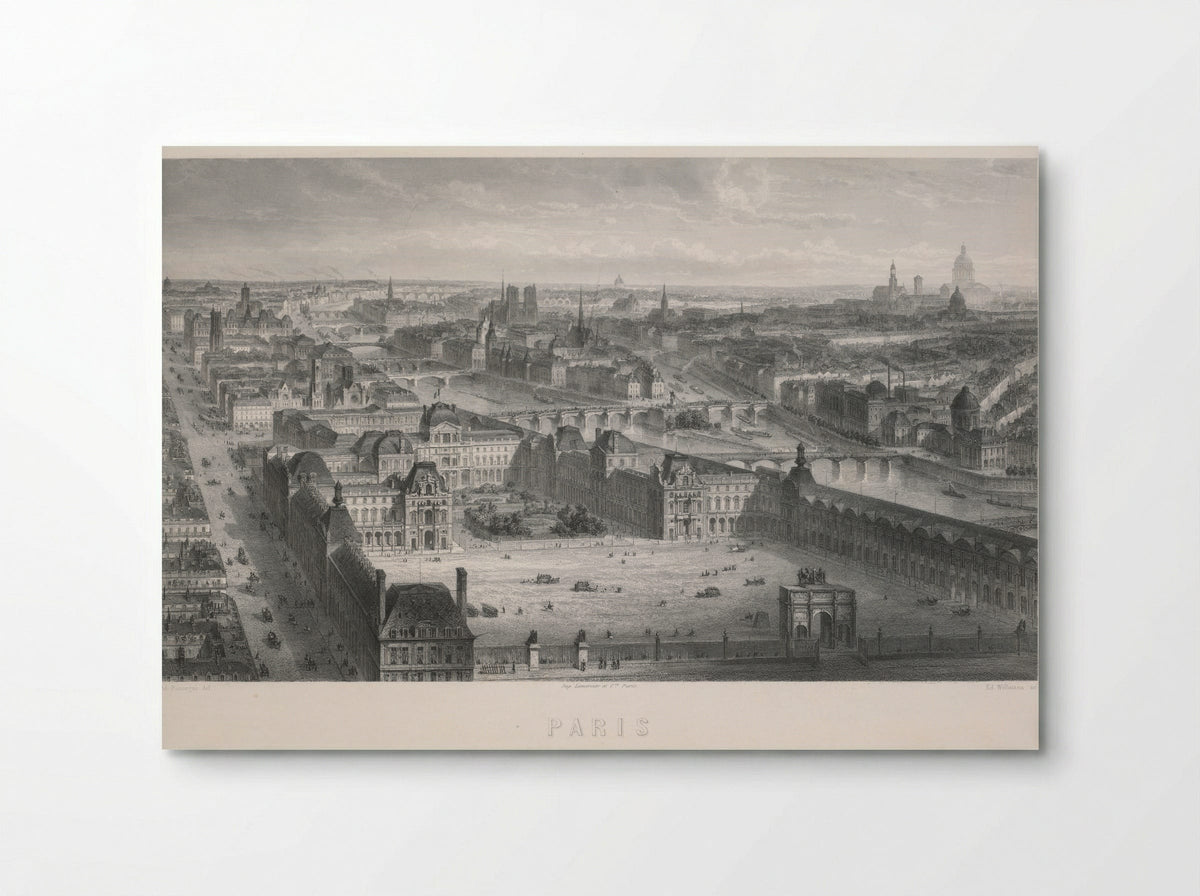 Paris (Panoramic View of the Louvre and Seine) - Adolphe Rouargue - Poster
