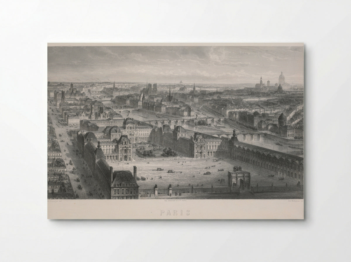 Paris (Panoramic View of the Louvre and Seine) - Adolphe Rouargue - Poster