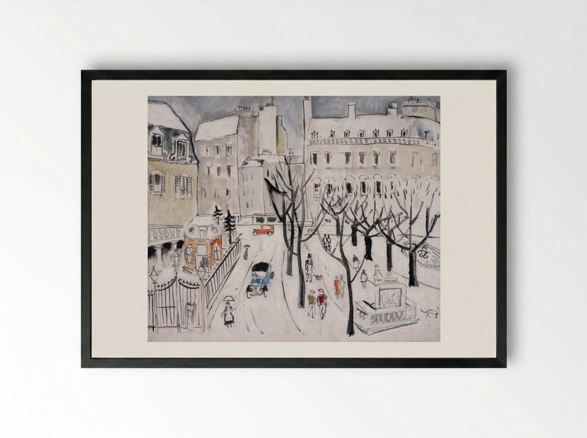 Paris Snow Scene - Christopher Wood - Framed Print Black