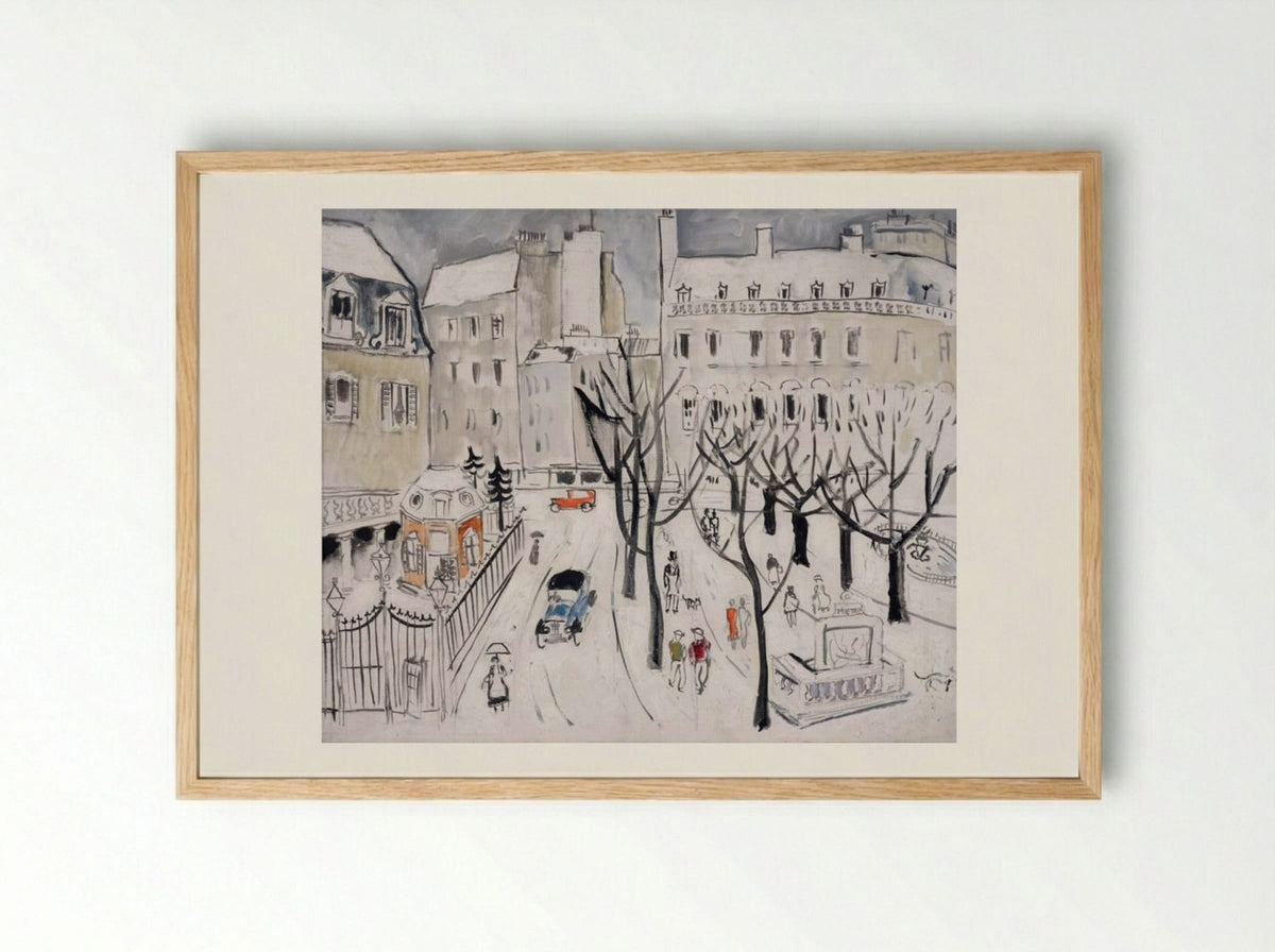Paris Snow Scene - Christopher Wood - Framed Print Wood