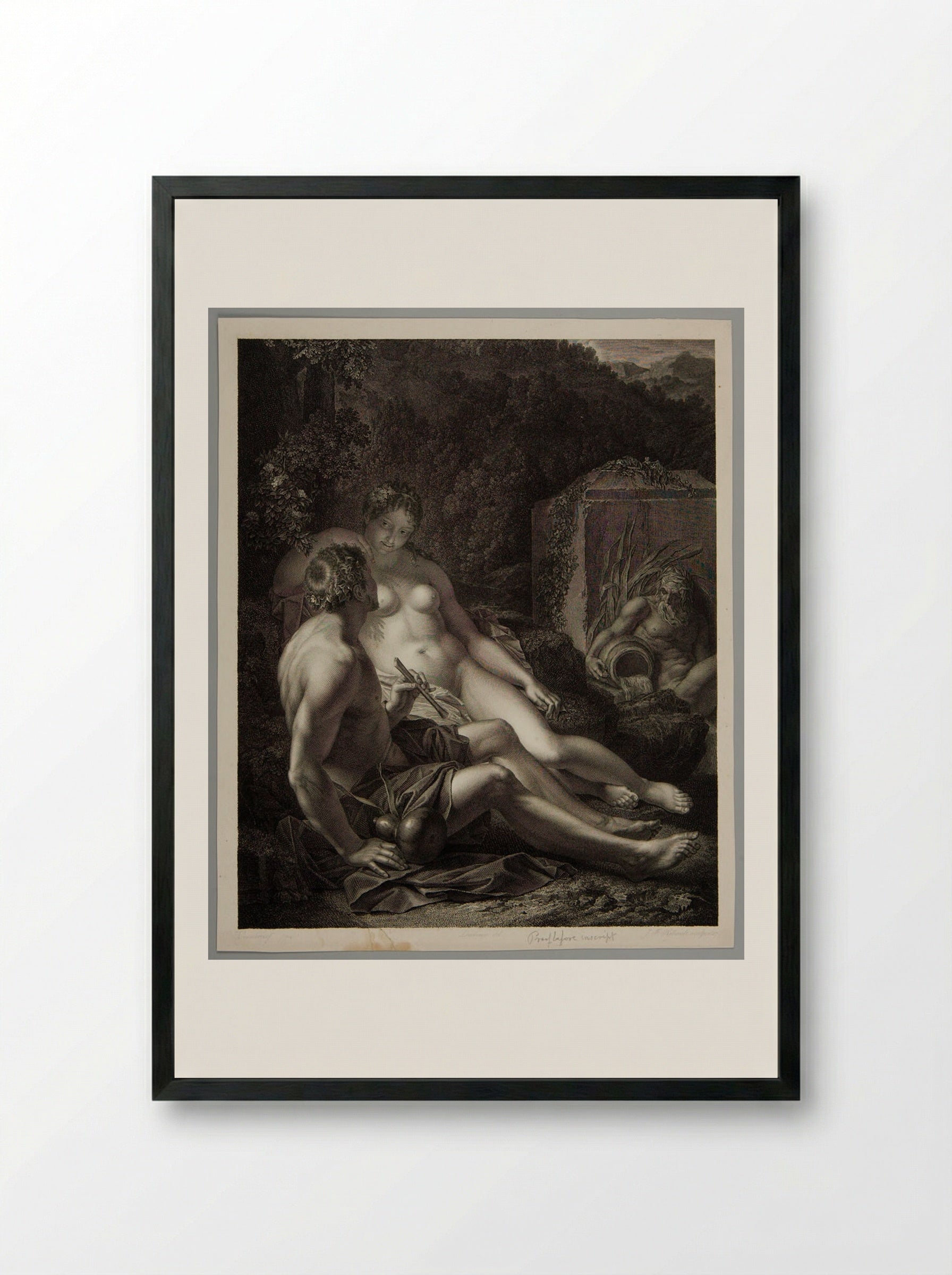Paris and Oenone - Jean François Ribault - Framed Print Black