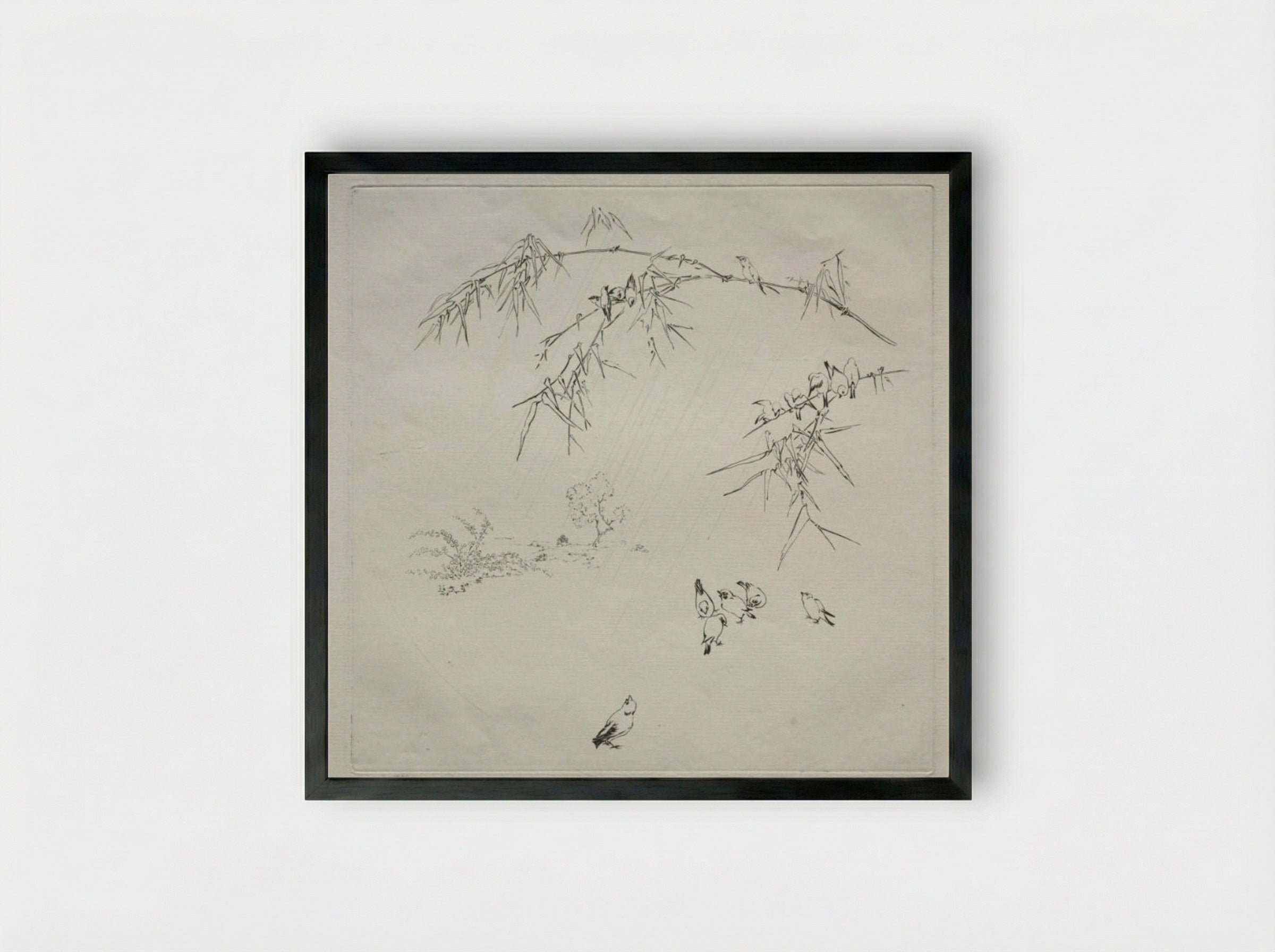 Parisian Service (Haviland service): Rain (no. 10) - Félix Bracquemond - Framed Print Black