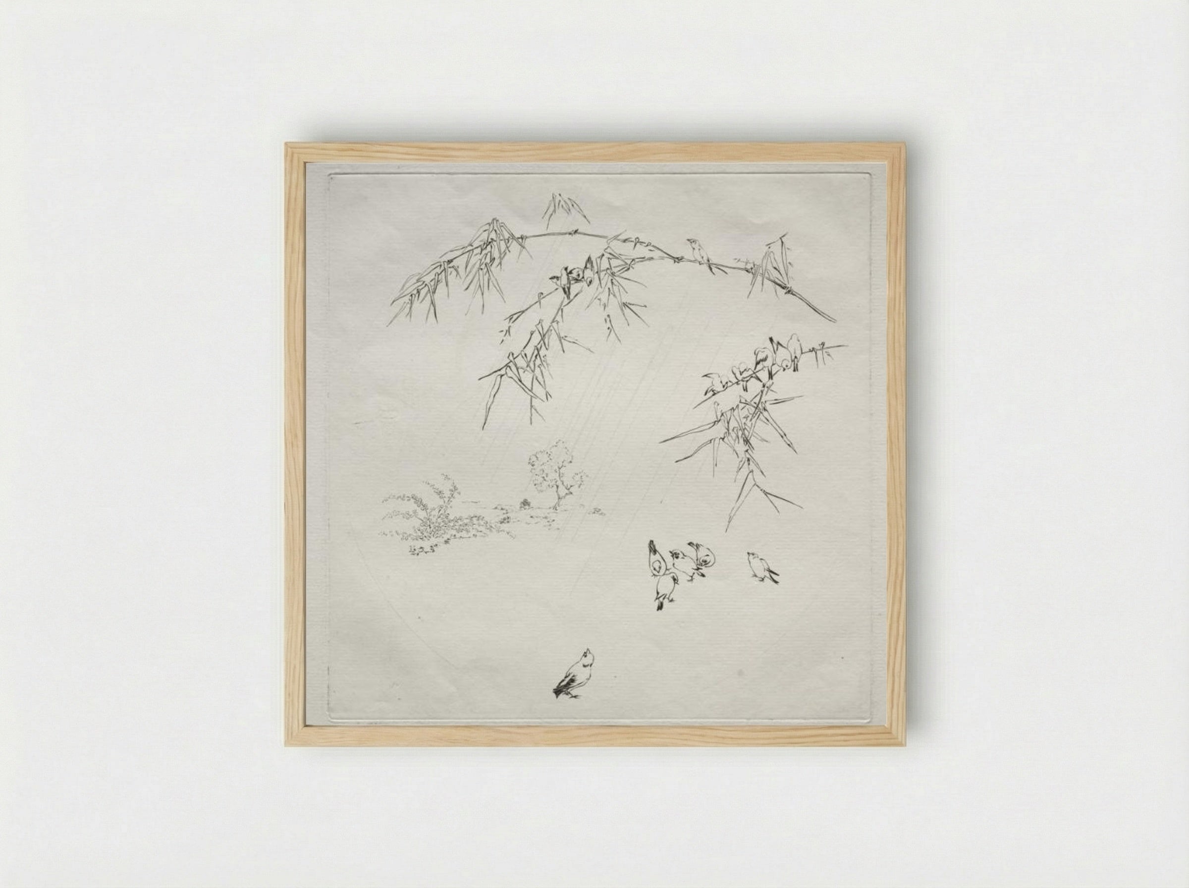 Parisian Service (Haviland service): Rain (no. 10) - Félix Bracquemond - Framed Print Wood