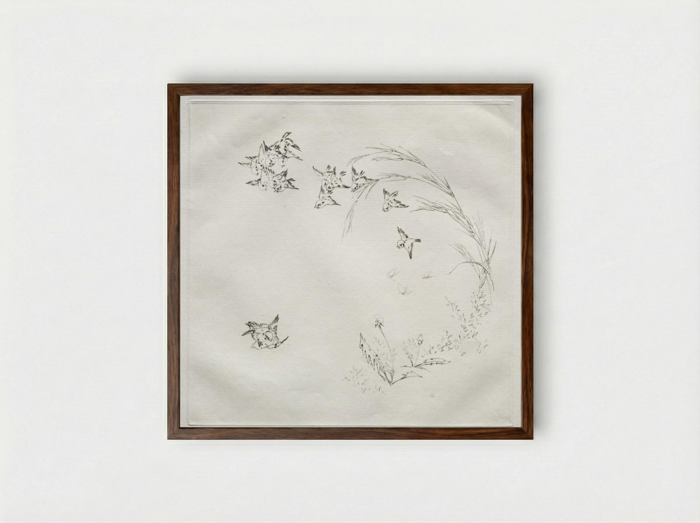 Parisian Service (Haviland service): The Fight (no. 2) - Félix Bracquemond - Framed Print Dark Wood