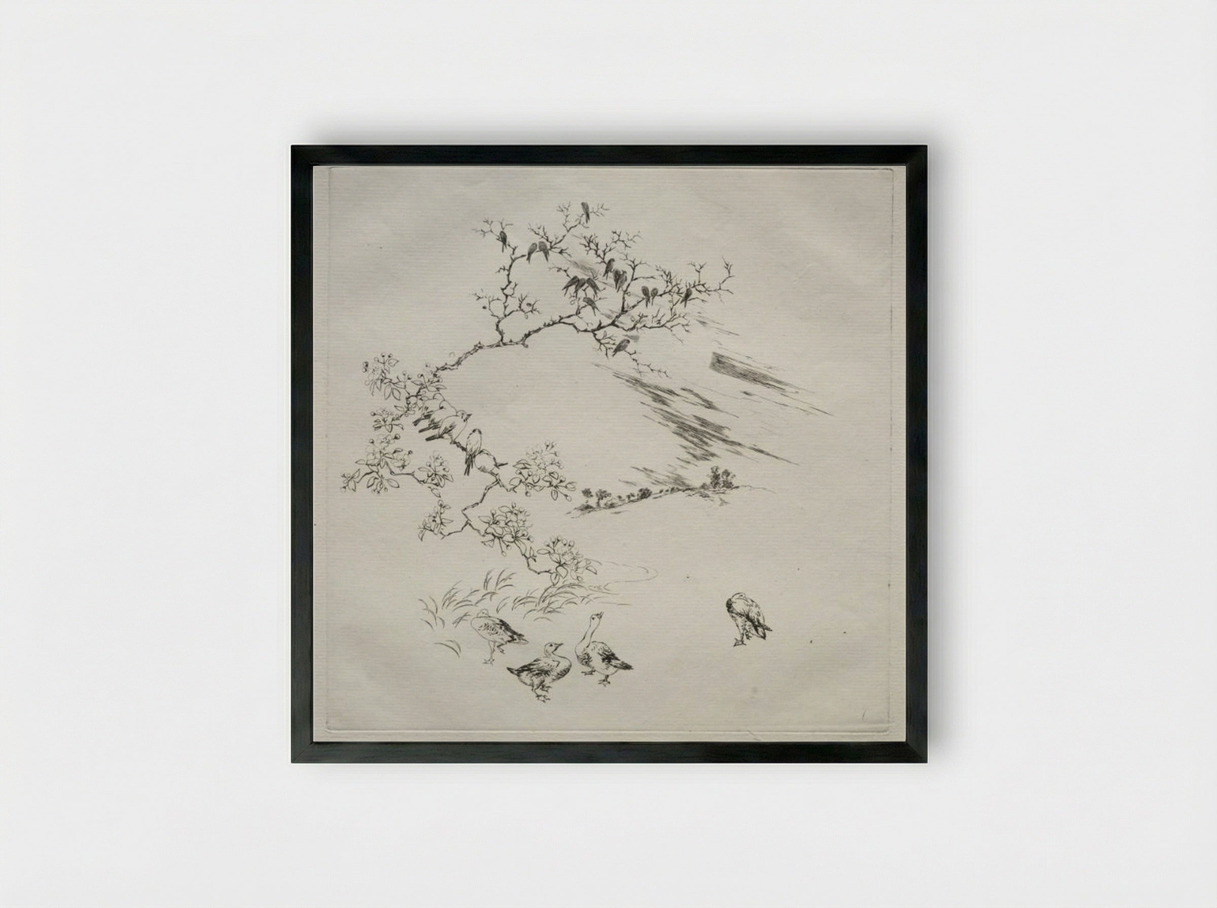 Parisian Service: Night (no. 7) - Félix Bracquemond - Framed Print Black
