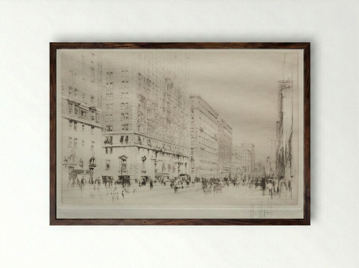 Park Avenue, New York - William Walcot - Framed Print Dark Wood