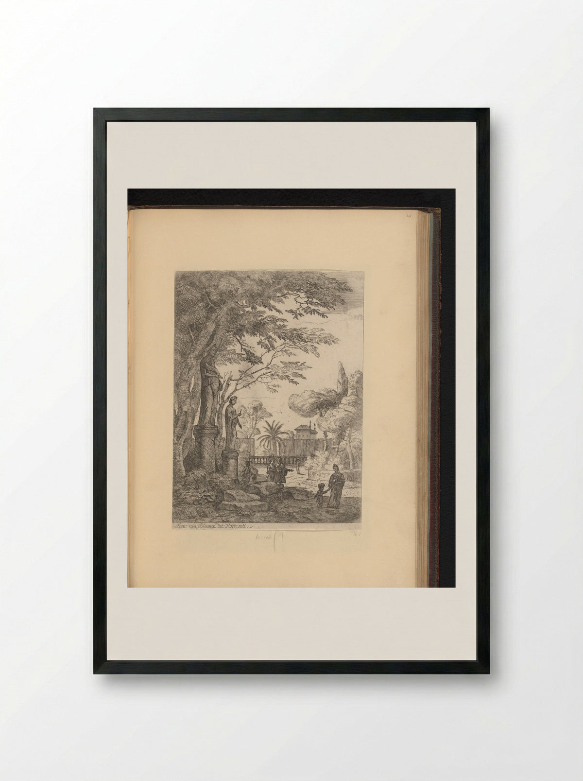 Park met twee beelden - Jan Frans van Bloemen - Framed Print Black