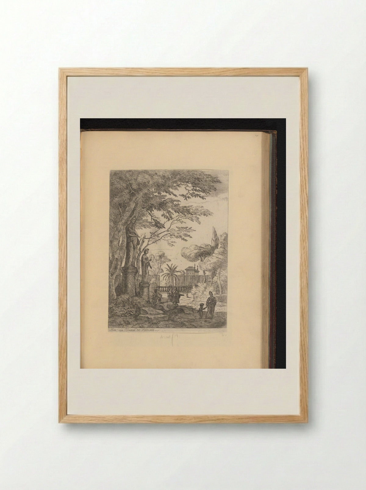 Park met twee beelden - Jan Frans van Bloemen - Framed Print Wood